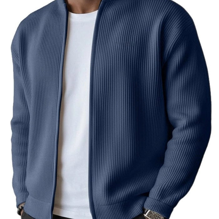 Cardigan uomo a coste con zip