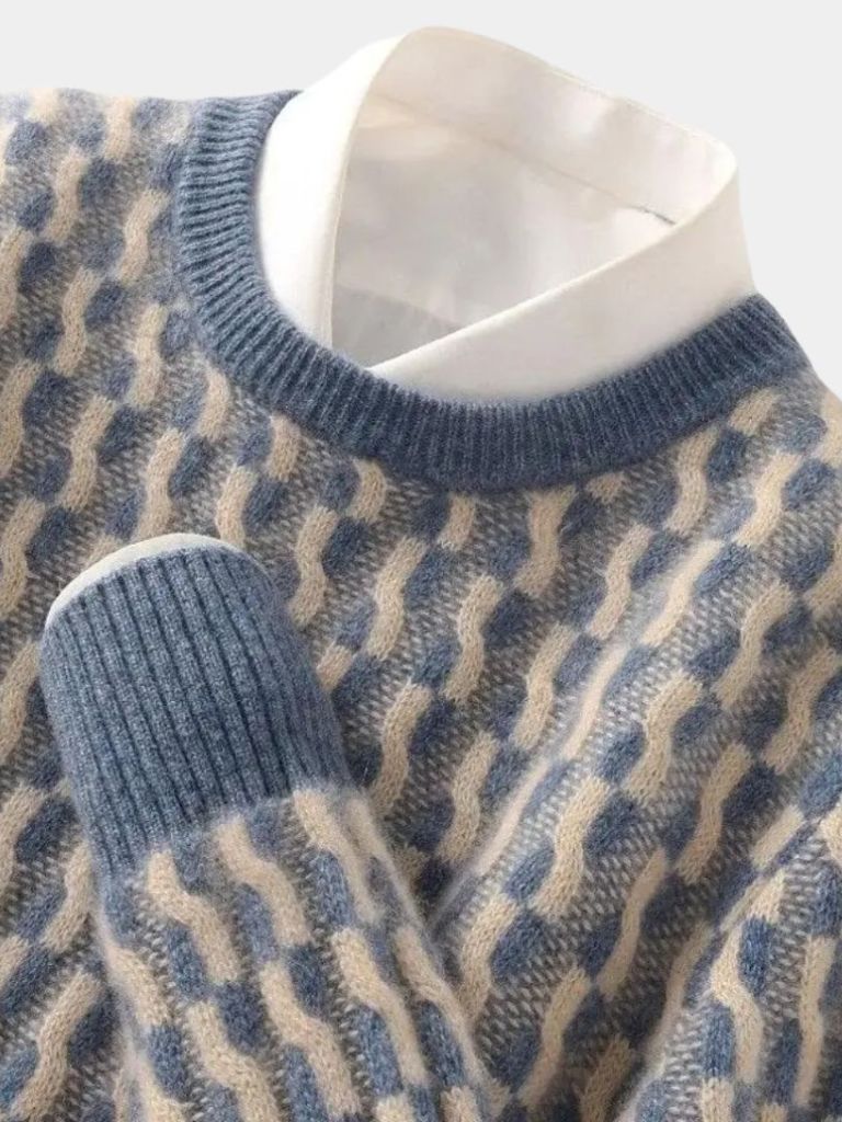 Maglia girocollo in lana con motivo geometrico - Aurelio Club