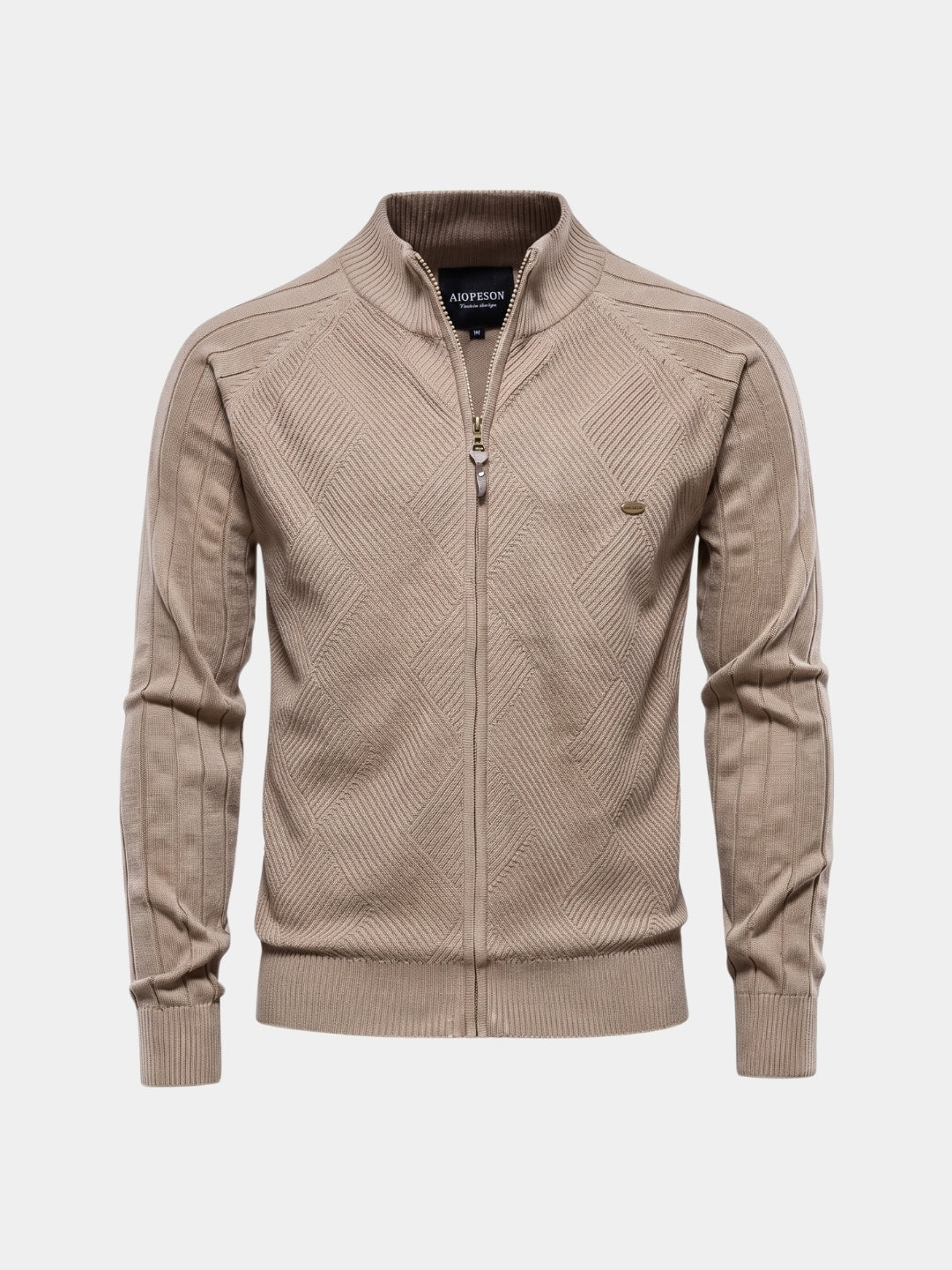 Cardigan in misto cotone a trecce e coste con zip - Aurelio Club