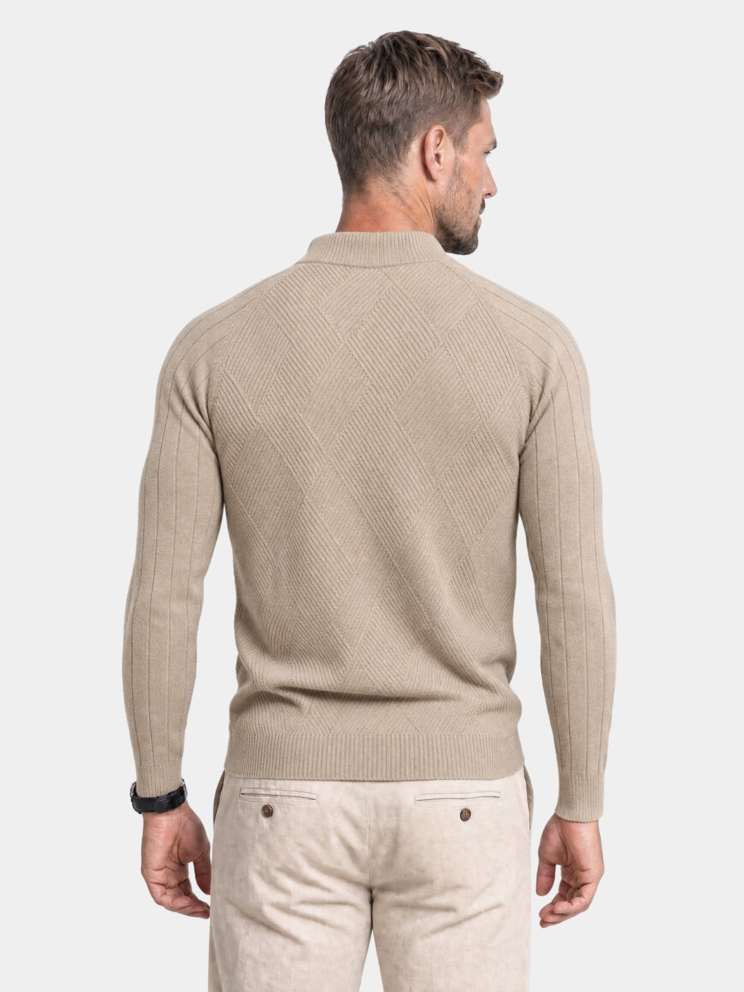 Cardigan in misto cotone a trecce e coste con zip - Aurelio Club