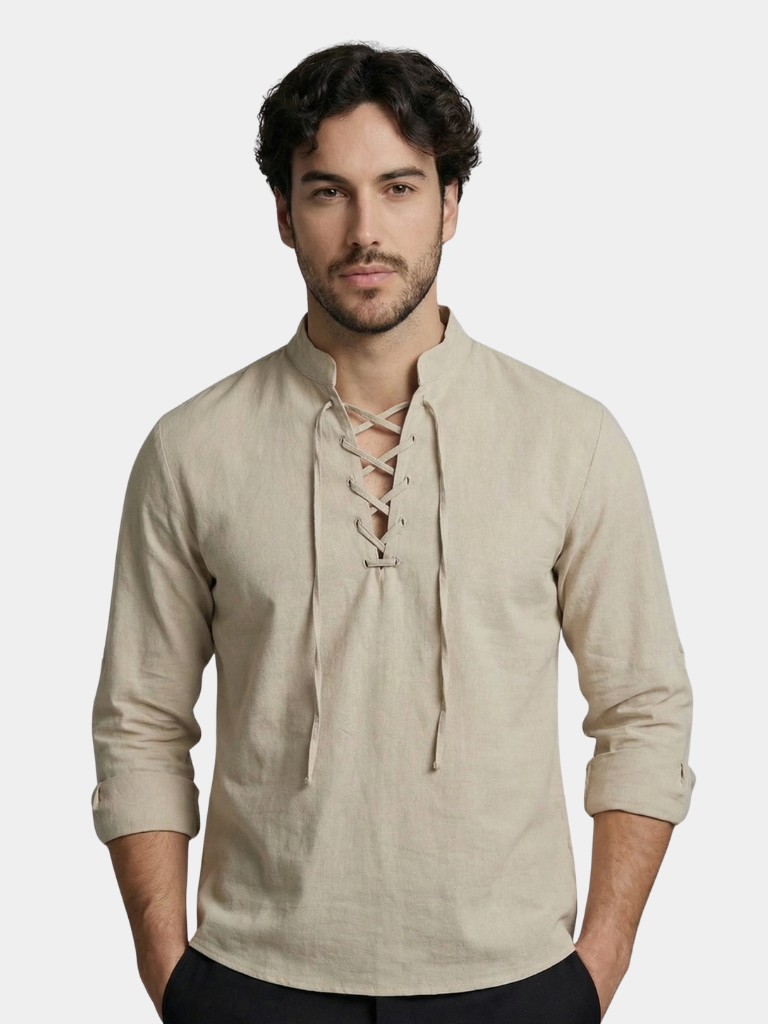 Camicia a maniche lunghe con lacci al collo - Aurelio Club