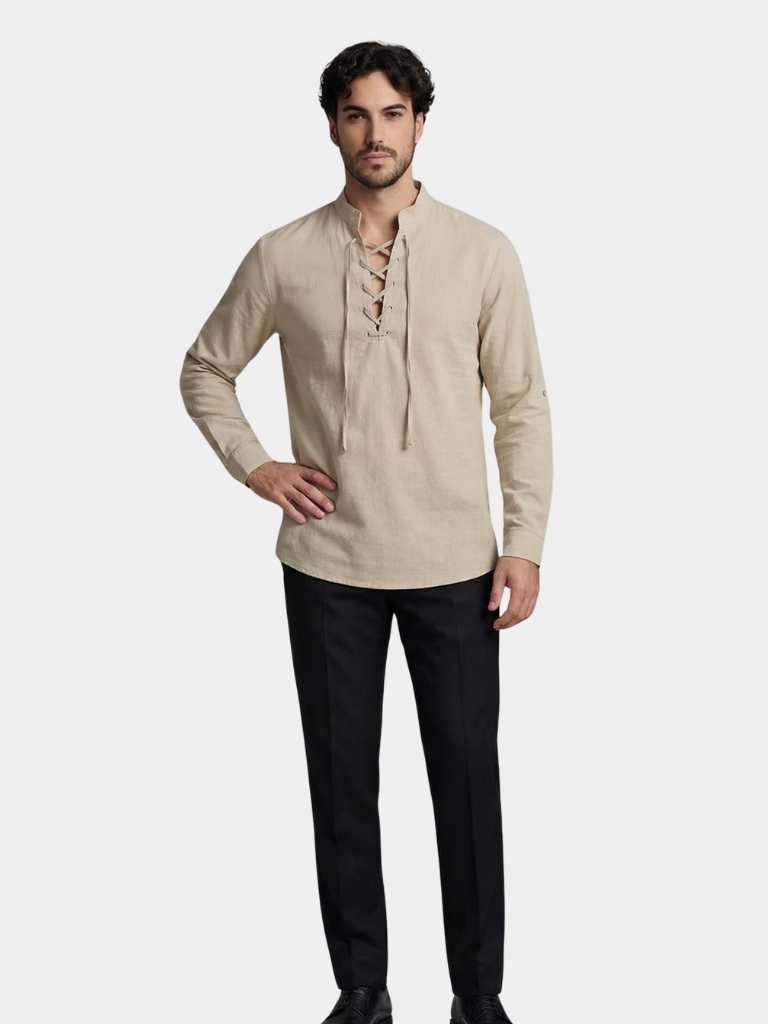 Camicia a maniche lunghe con lacci al collo - Aurelio Club