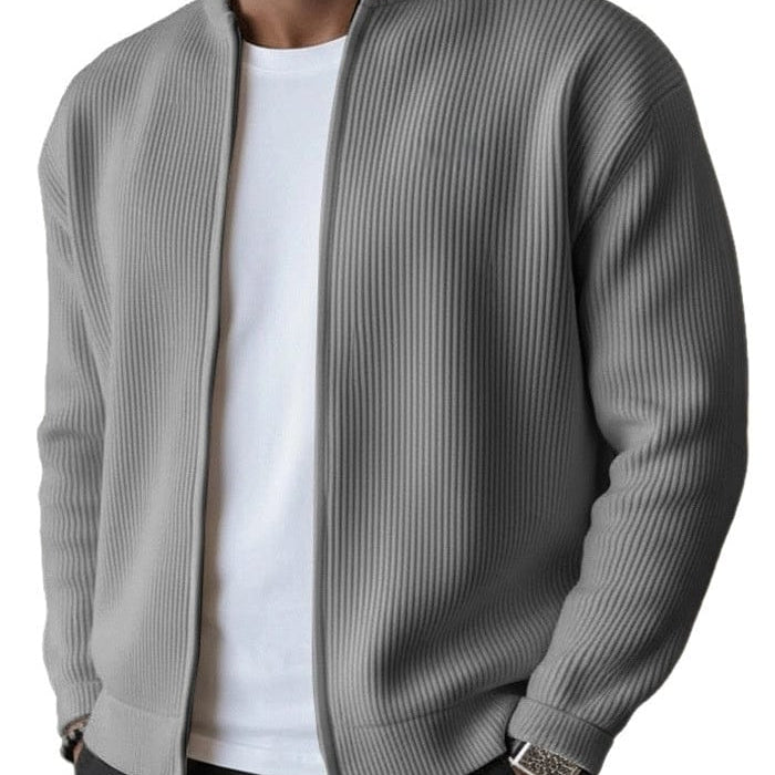 Cardigan uomo a coste con zip