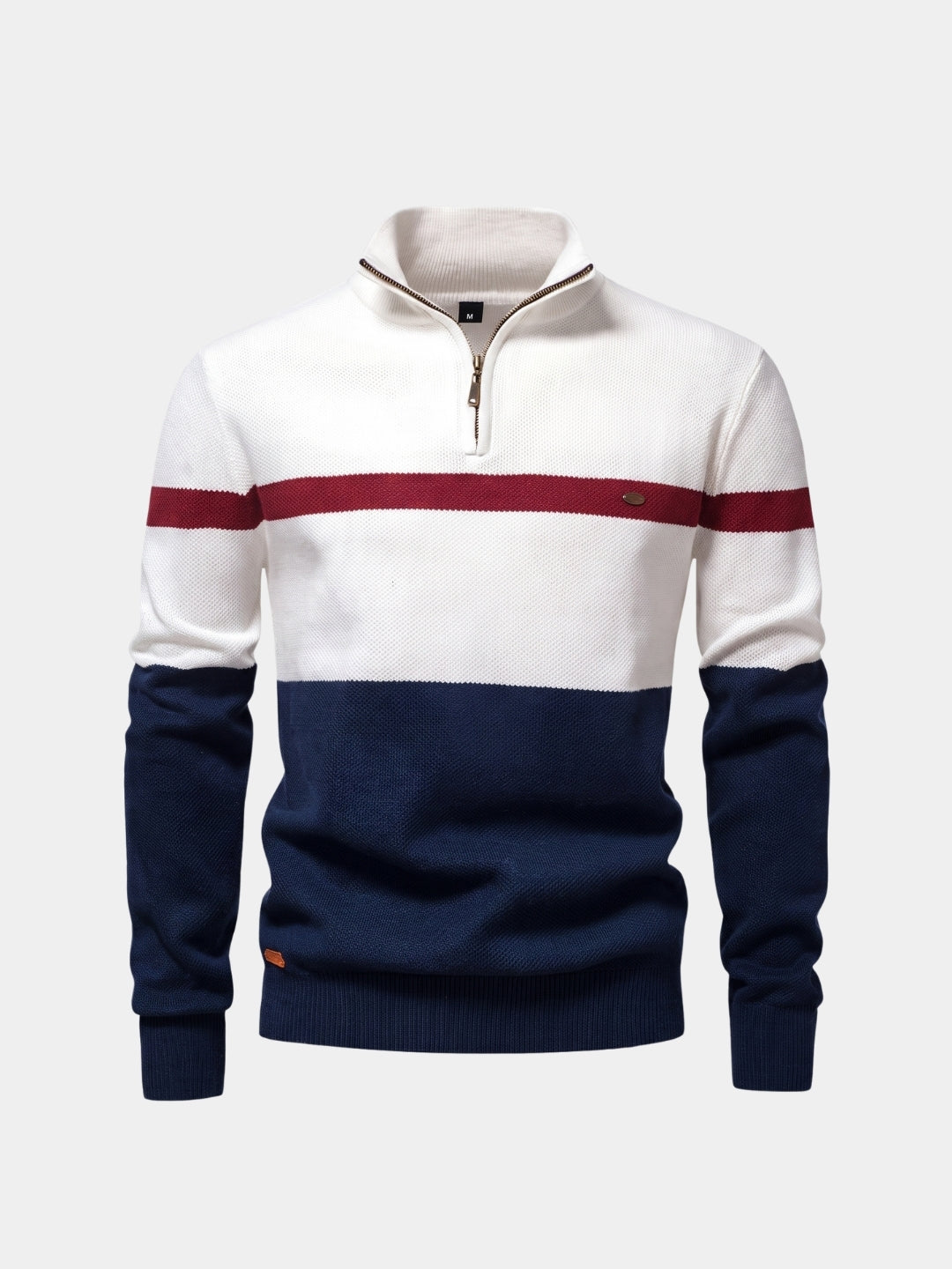 Pullover in misto cotone con colletto e zip corta - Aurelio Club