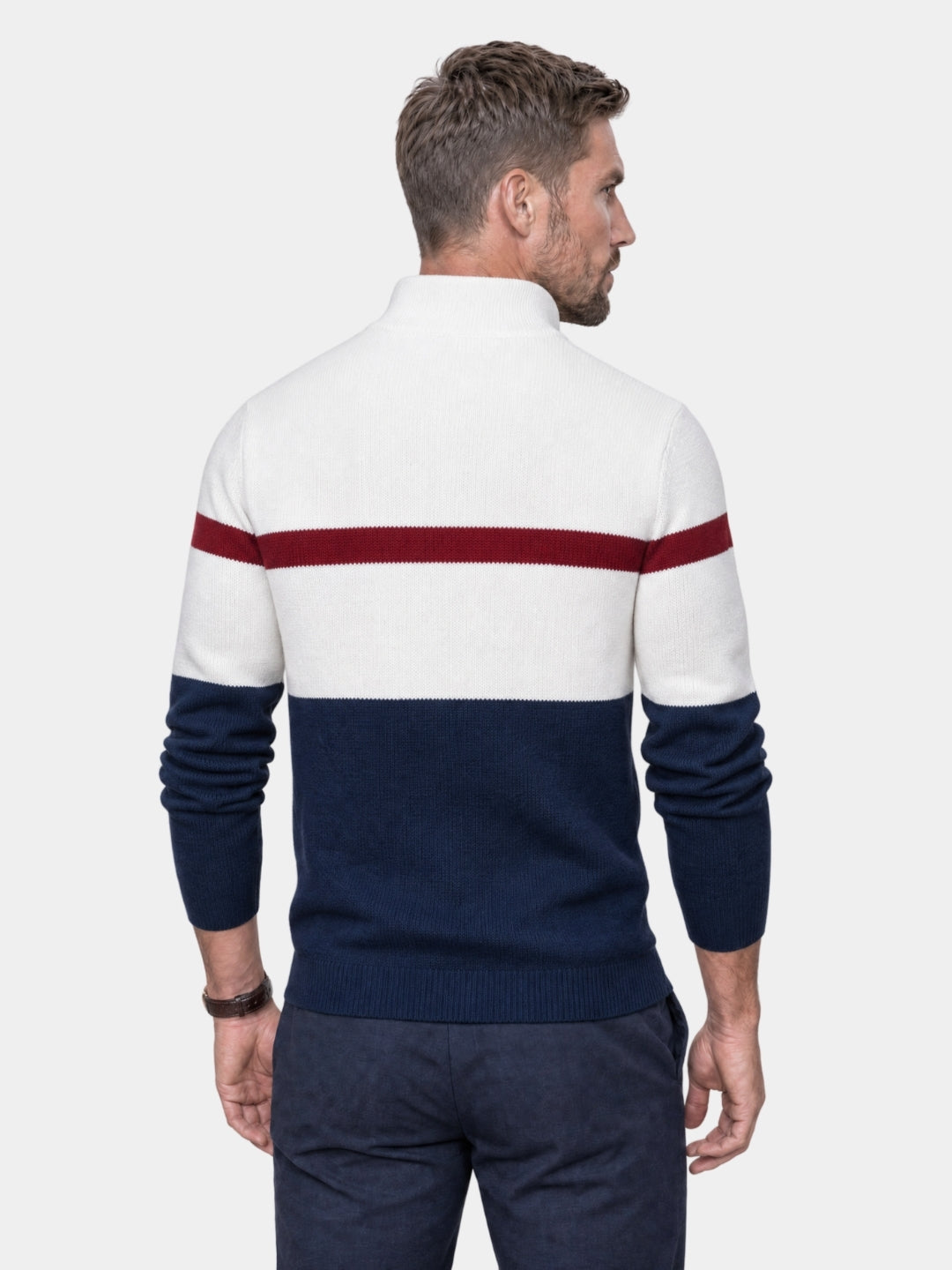 Pullover in misto cotone con colletto e zip corta - Aurelio Club