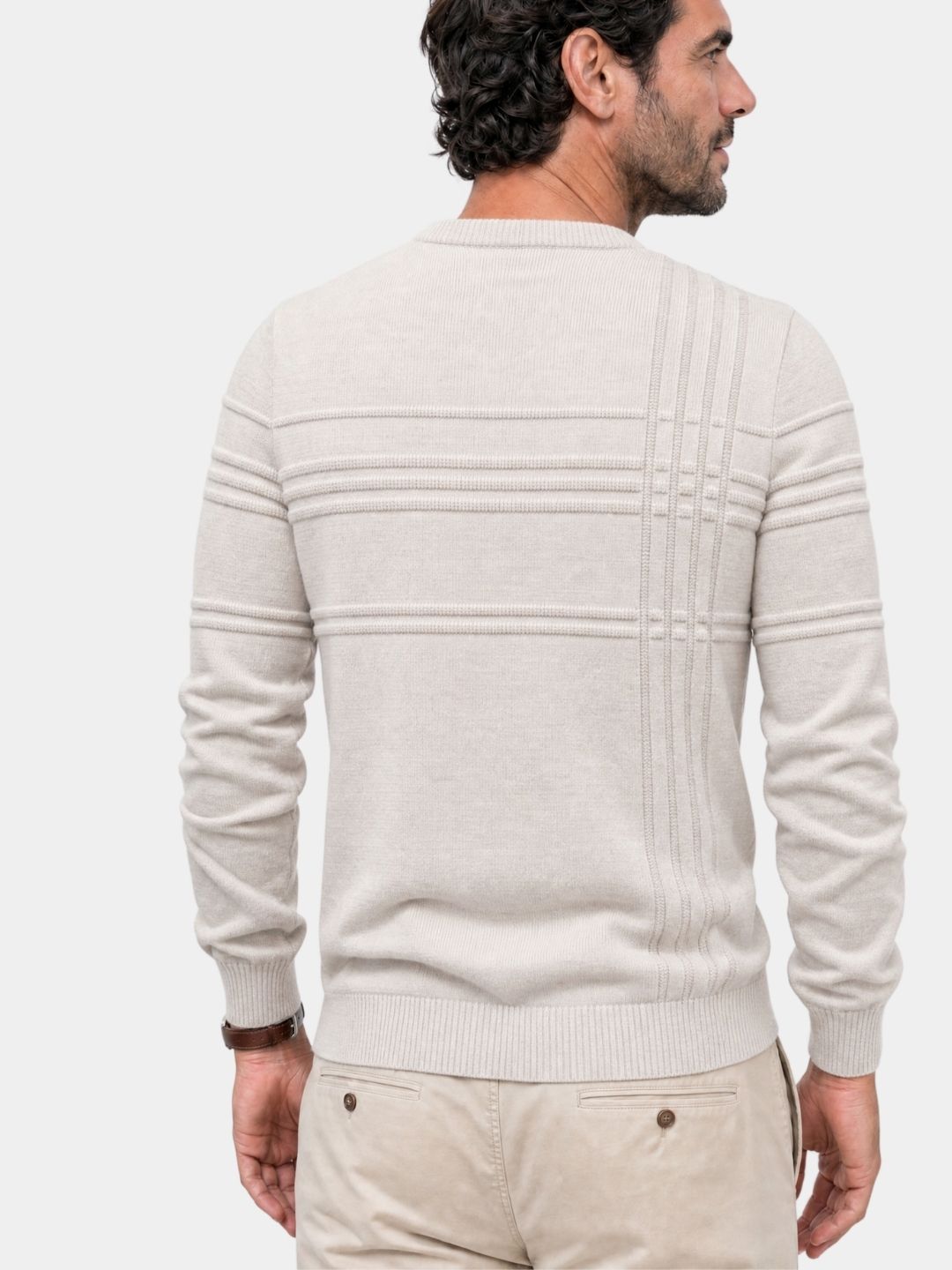 Pullover girocollo a righe in misto cotone - Aurelio Club
