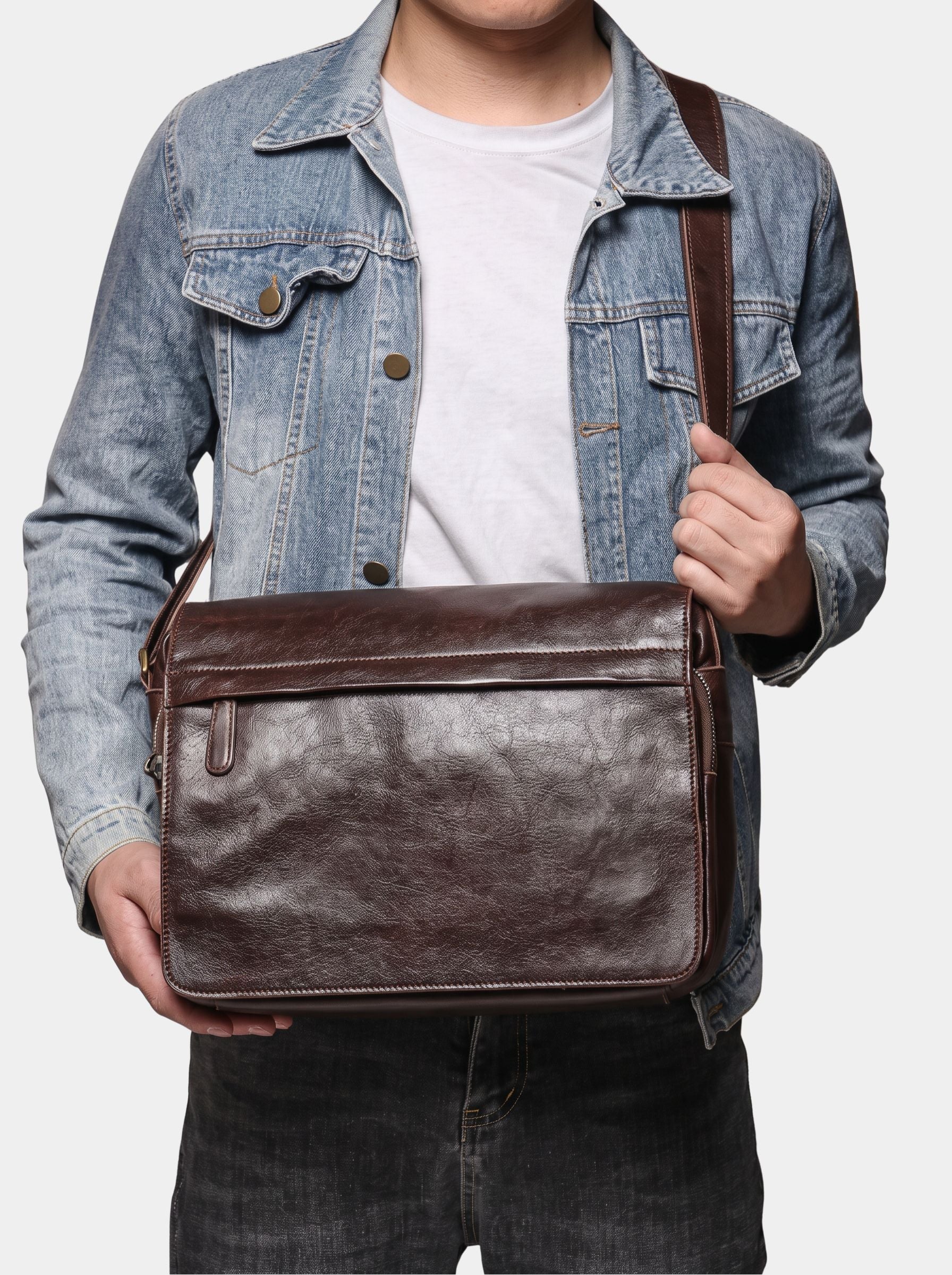 Borsa messenger in pelle - Aurelio Club