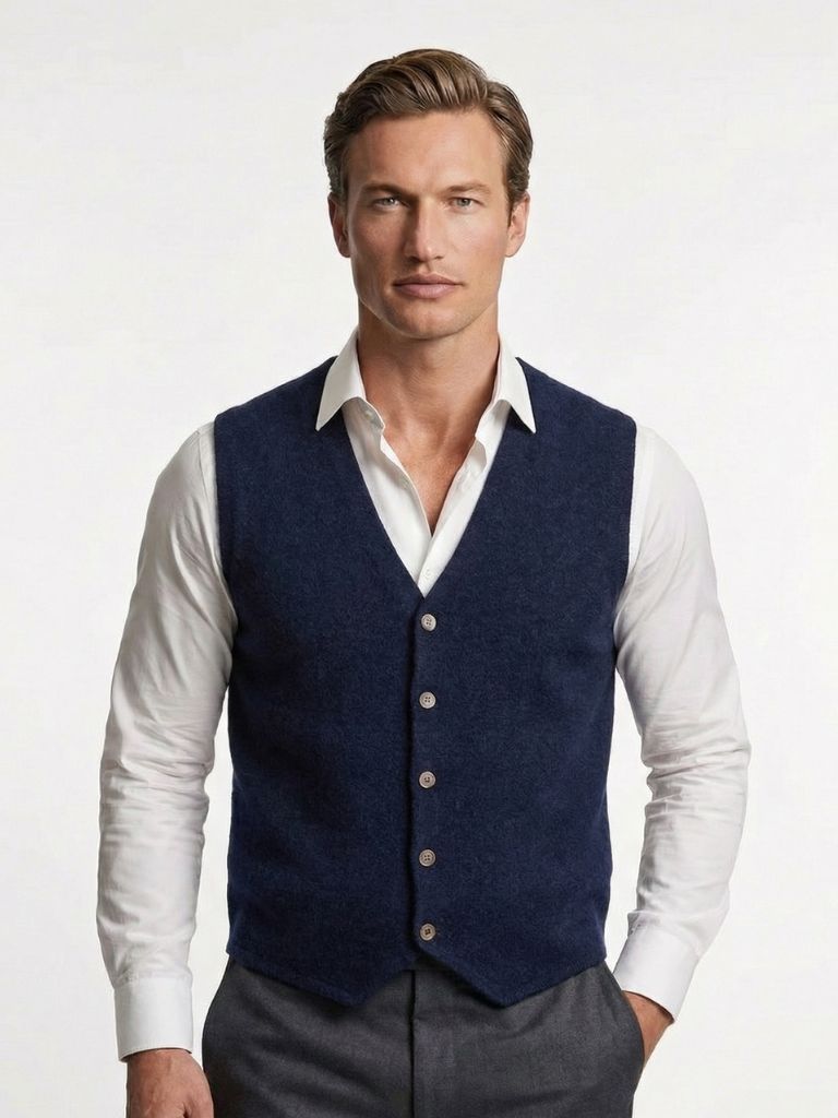 Gilet in lana e cashmere con bottoni - Aurelio Club