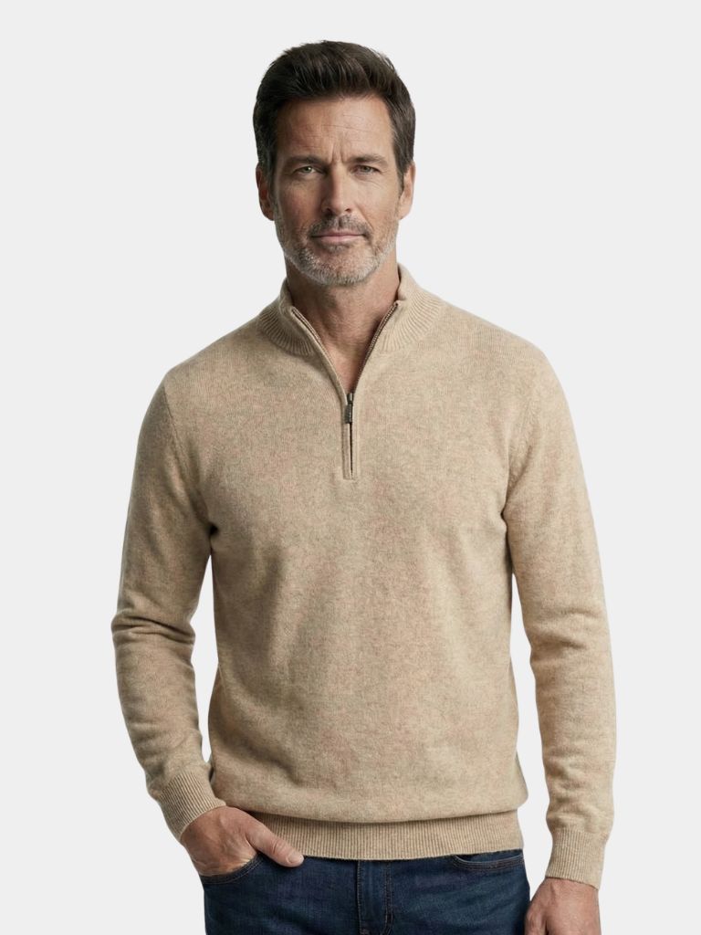 Pullover in lana merino con mezza zip - Aurelio Club