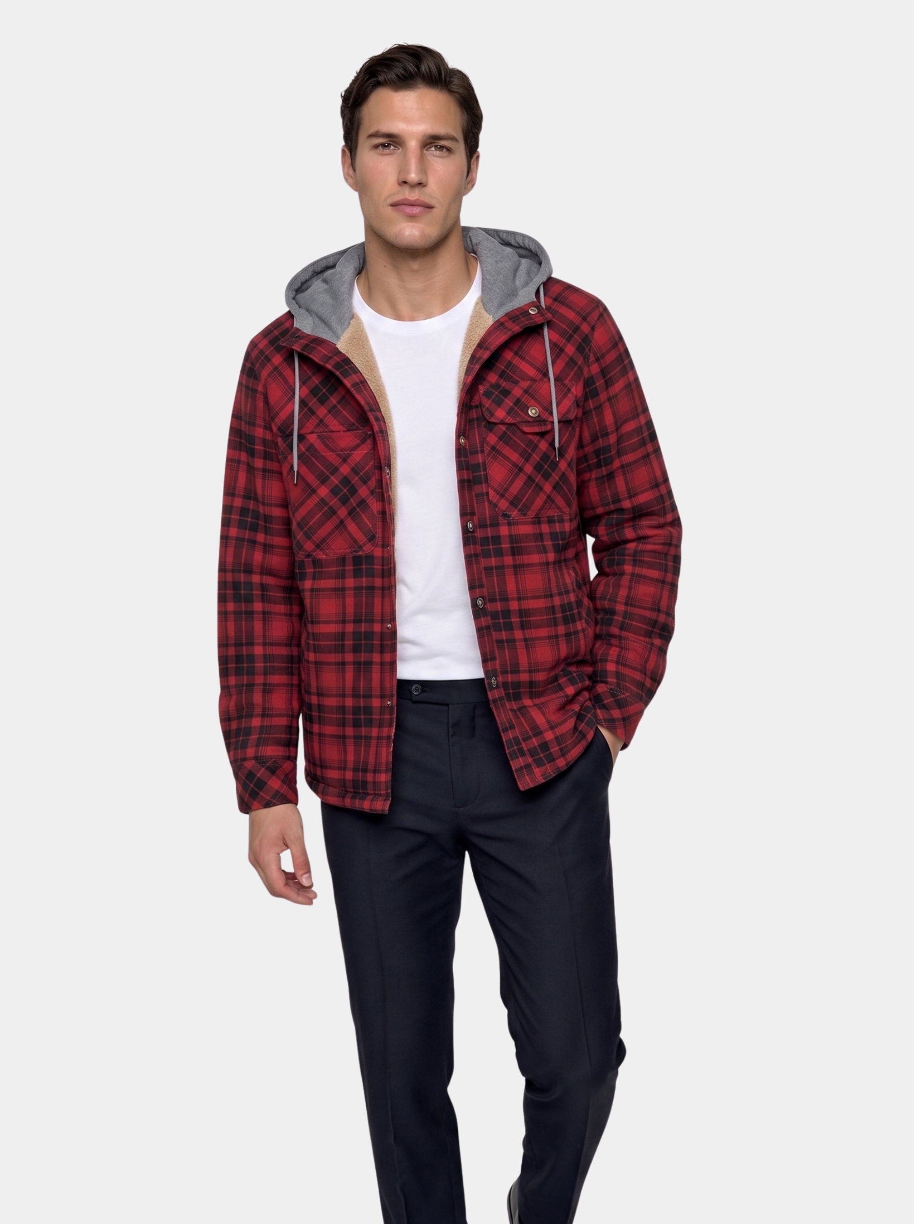 Giacca Lumberjack con cappuccio e fodera sherpa - Aurelio Club