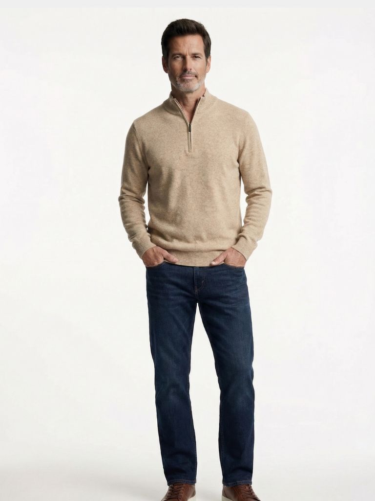 Pullover in lana merino con mezza zip - Aurelio Club