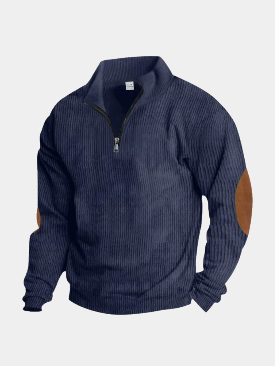 Pullover in velluto a coste con collo alto e zip corta - Aurelio Club
