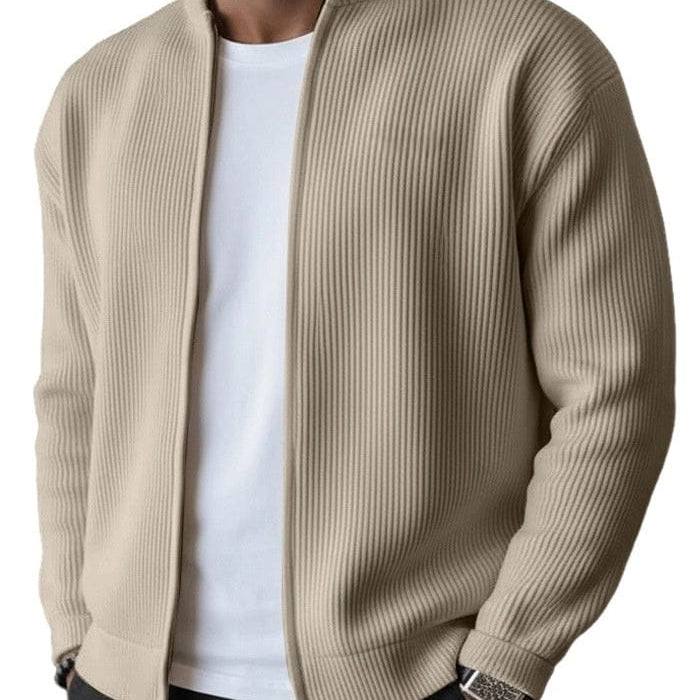 Cardigan uomo a coste con zip