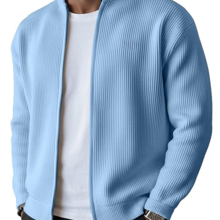Cardigan uomo a coste con zip