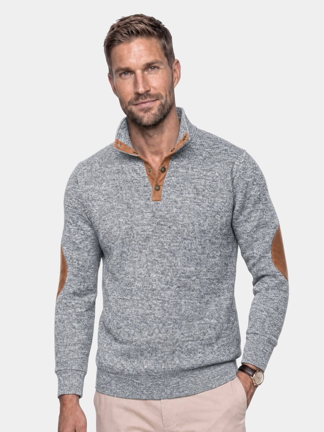 Pullover Lucien a collo alto con toppe ai gomiti - Aurelio Club