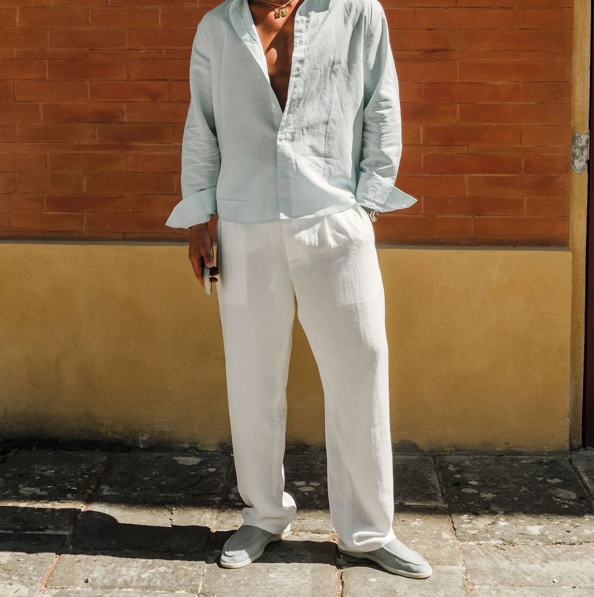 Pantaloni a gamba ampia color avorio - Aurelio Club