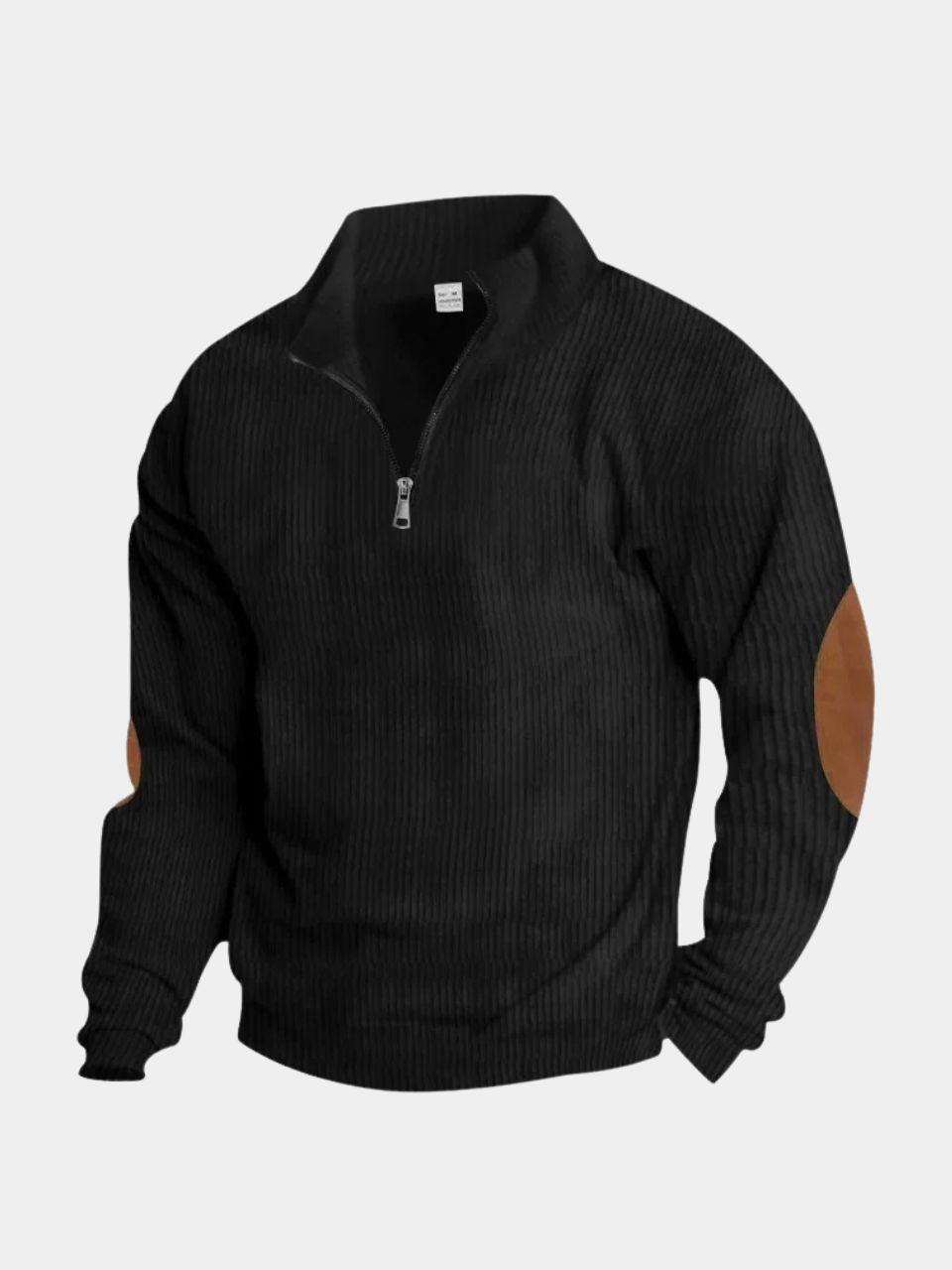 Pullover in velluto a coste con collo alto e zip corta - Aurelio Club