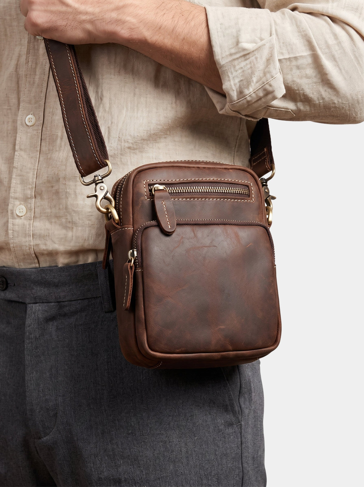 Borsa uomo in pelle d'ispirazione rétro - Aurelio Club