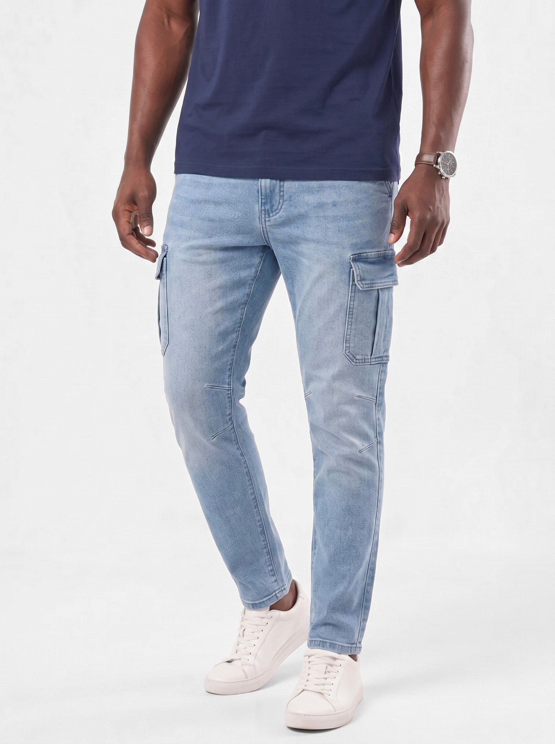 Jeans cargo elasticizzati con taglio affusolato - Aurelio Club