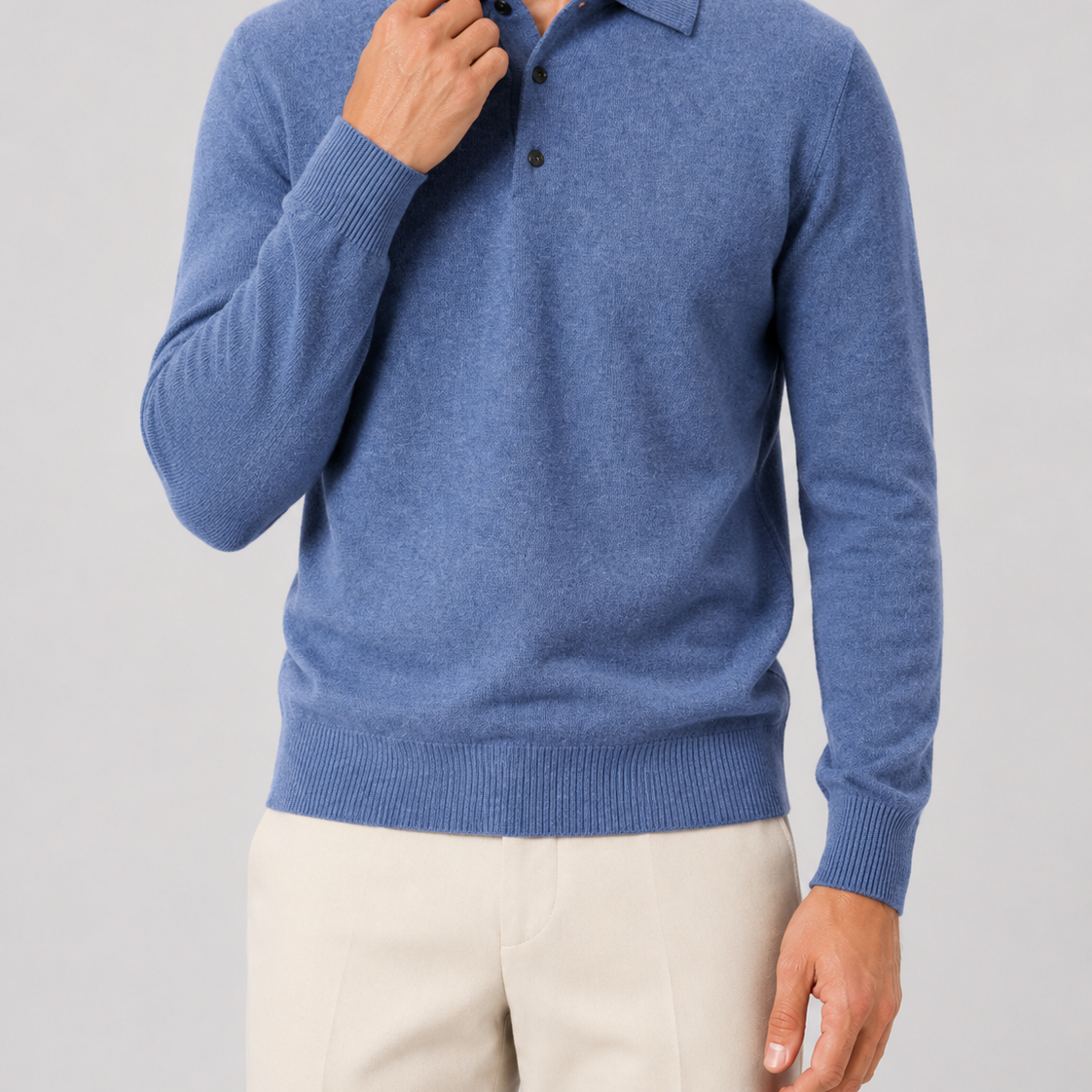 Polo uomo in lana a maniche lunghe
