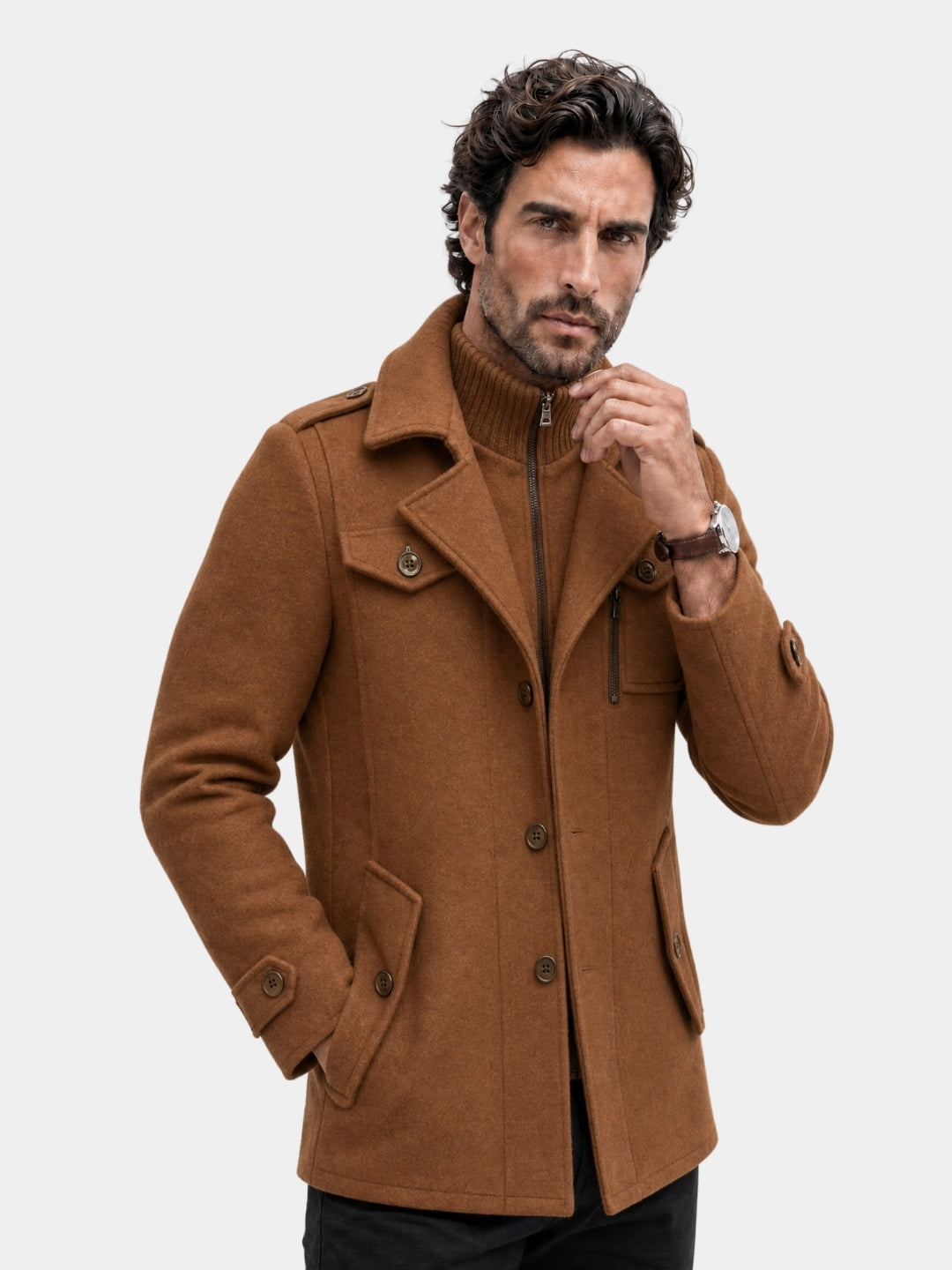 Cappotto in misto lana con inserto a collo alto - Aurelio Club