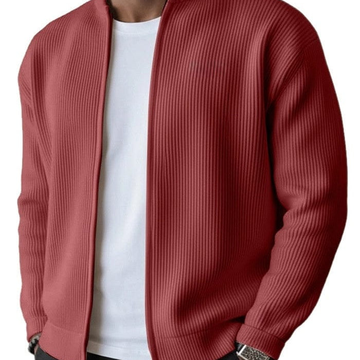 Cardigan uomo a coste con zip