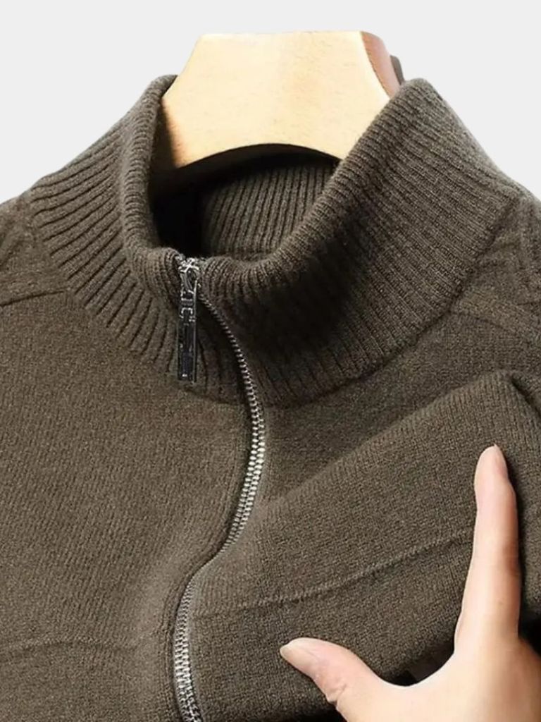 Maglia a collo alto con zip in misto cashmere - Aurelio Club