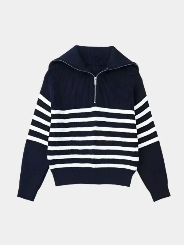 Pullover a righe con zip corta - Aurelio Club