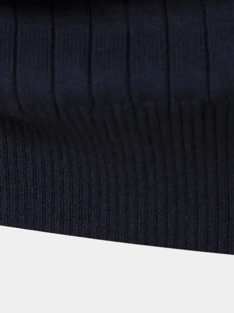 Pullover in misto cotone a righe verticali con zip corta - Aurelio Club