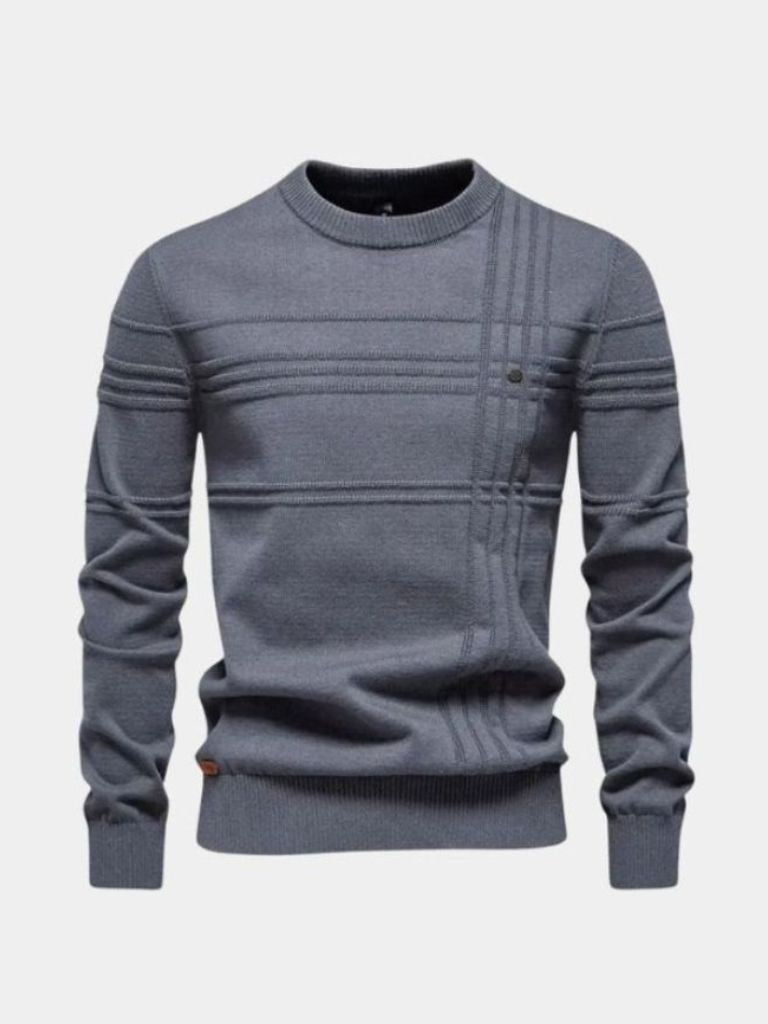 Pullover girocollo a righe in misto cotone - Aurelio Club
