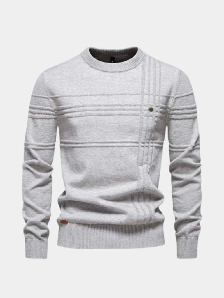Pullover girocollo a righe in misto cotone - Aurelio Club