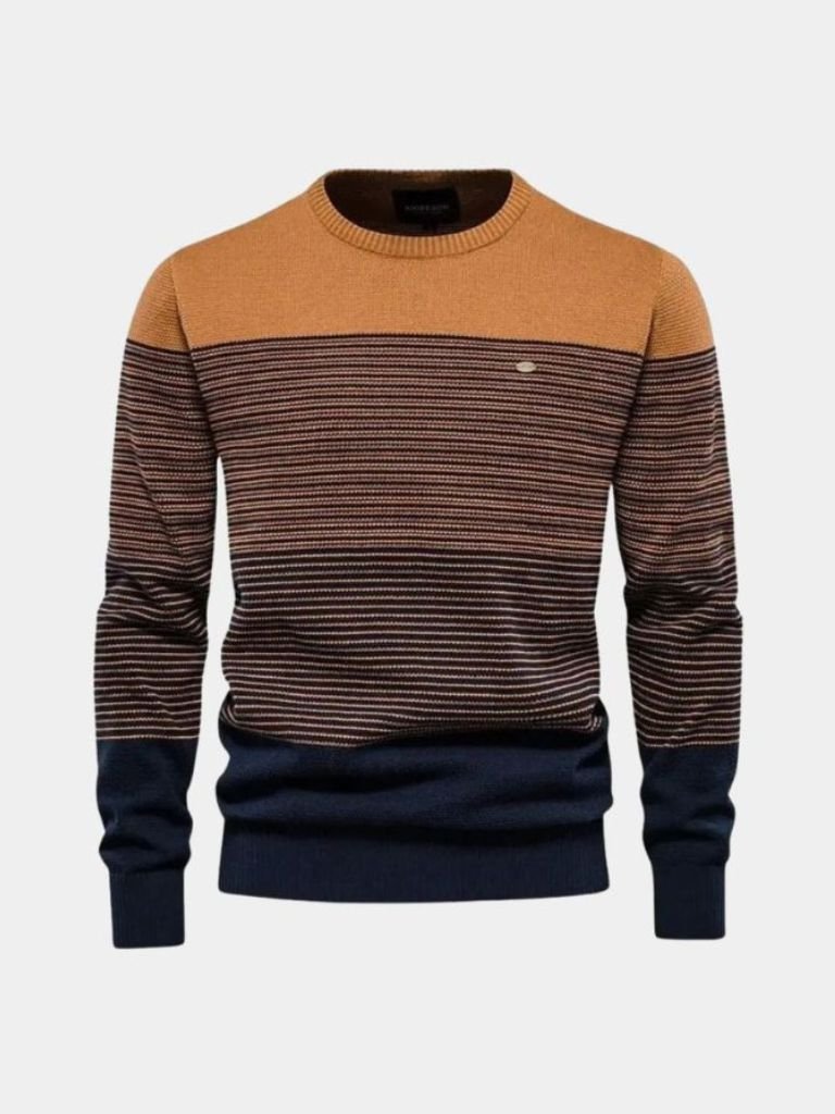 Pullover girocollo a righe sfumate in misto cotone - Aurelio Club