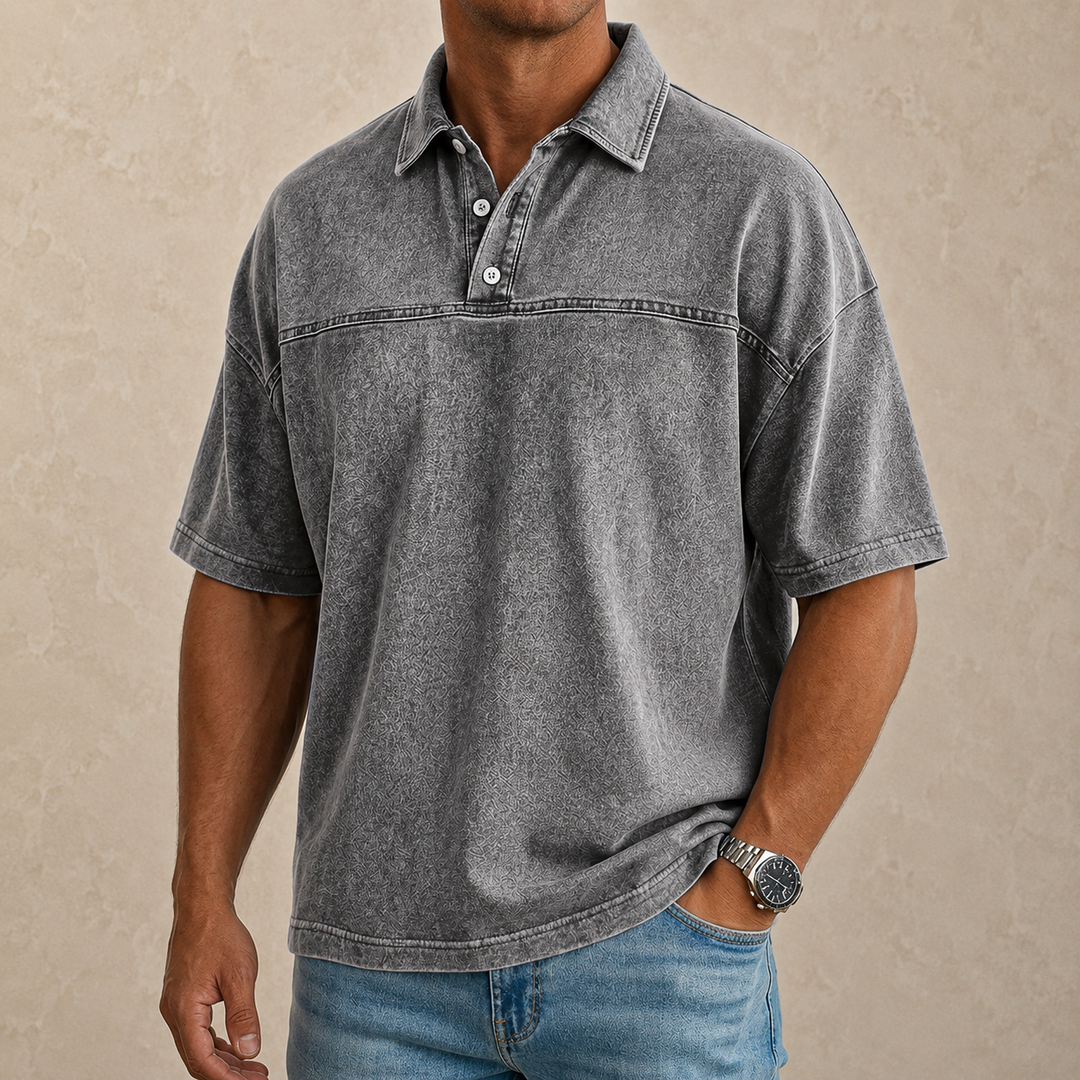 Polo uomo a maniche corte effetto denim
