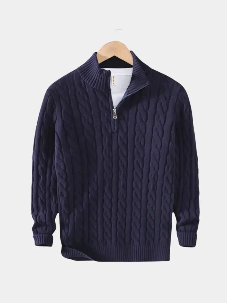 Pullover Curve a trecce con zip corta - Aurelio Club