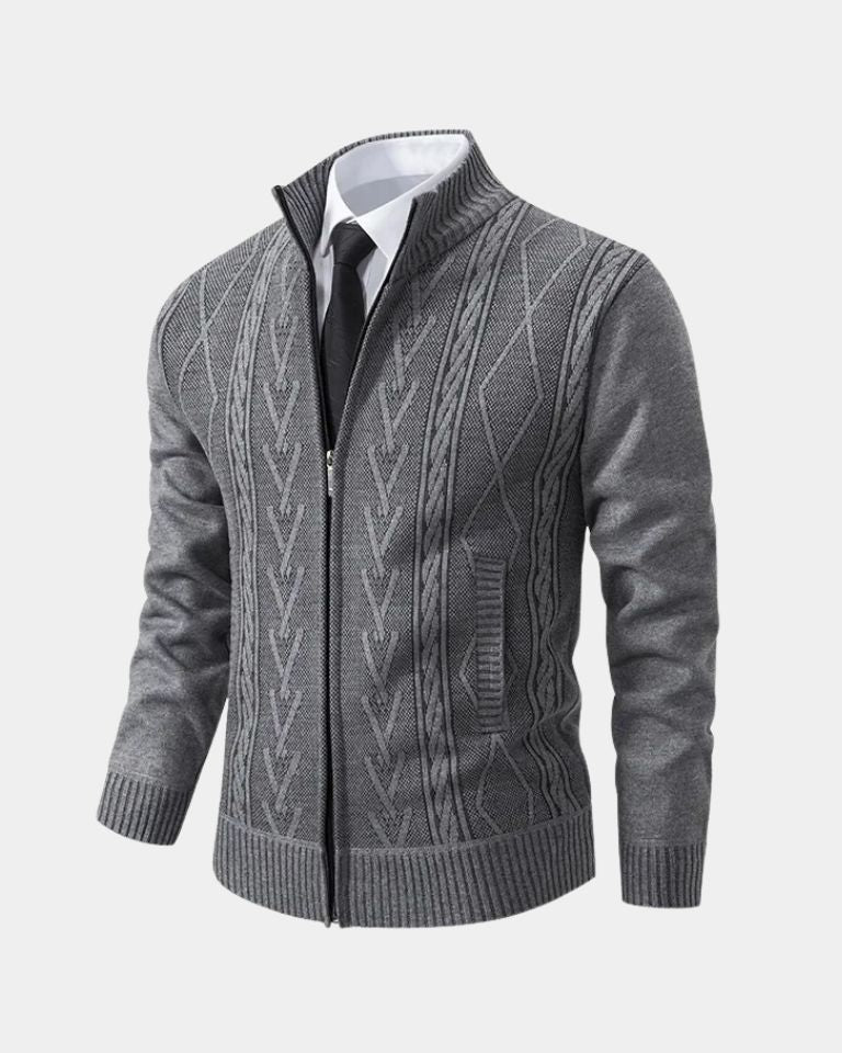 Cardigan Essential con motivo a trecce e zip - Aurelio Club