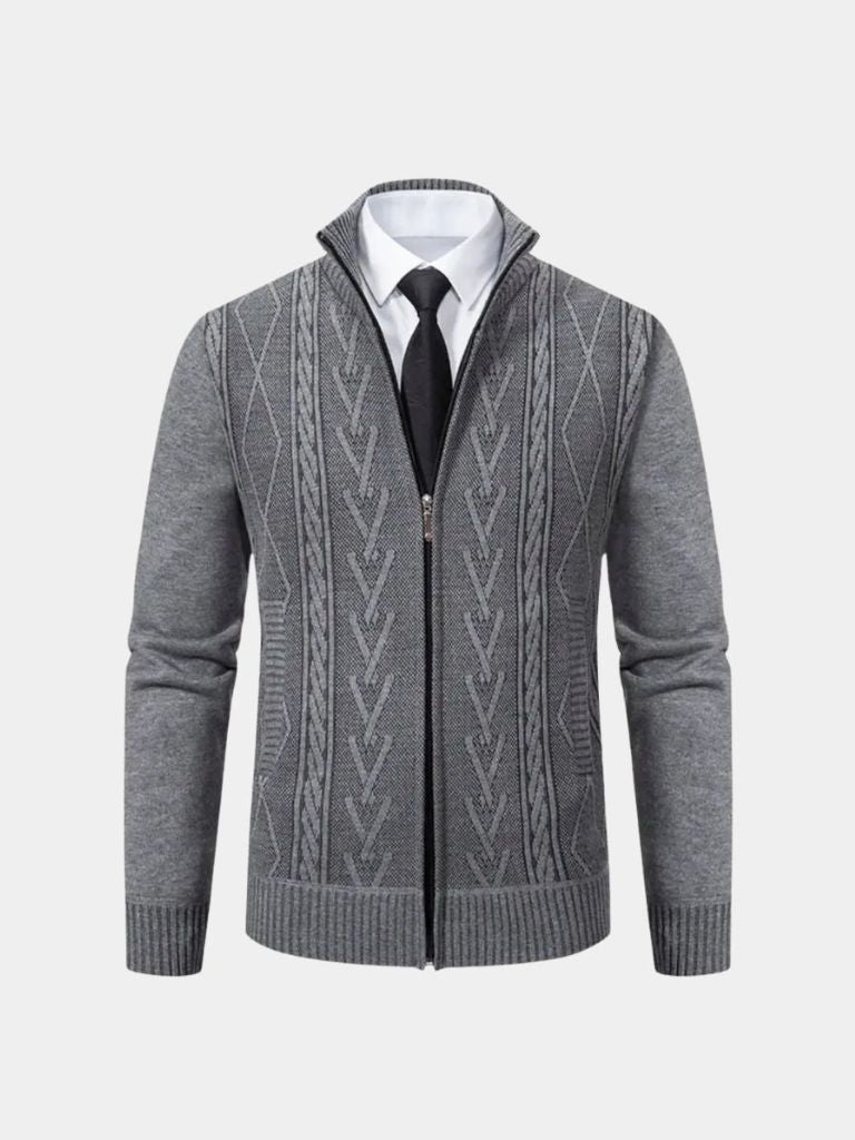 Cardigan Essential con motivo a trecce e zip - Aurelio Club