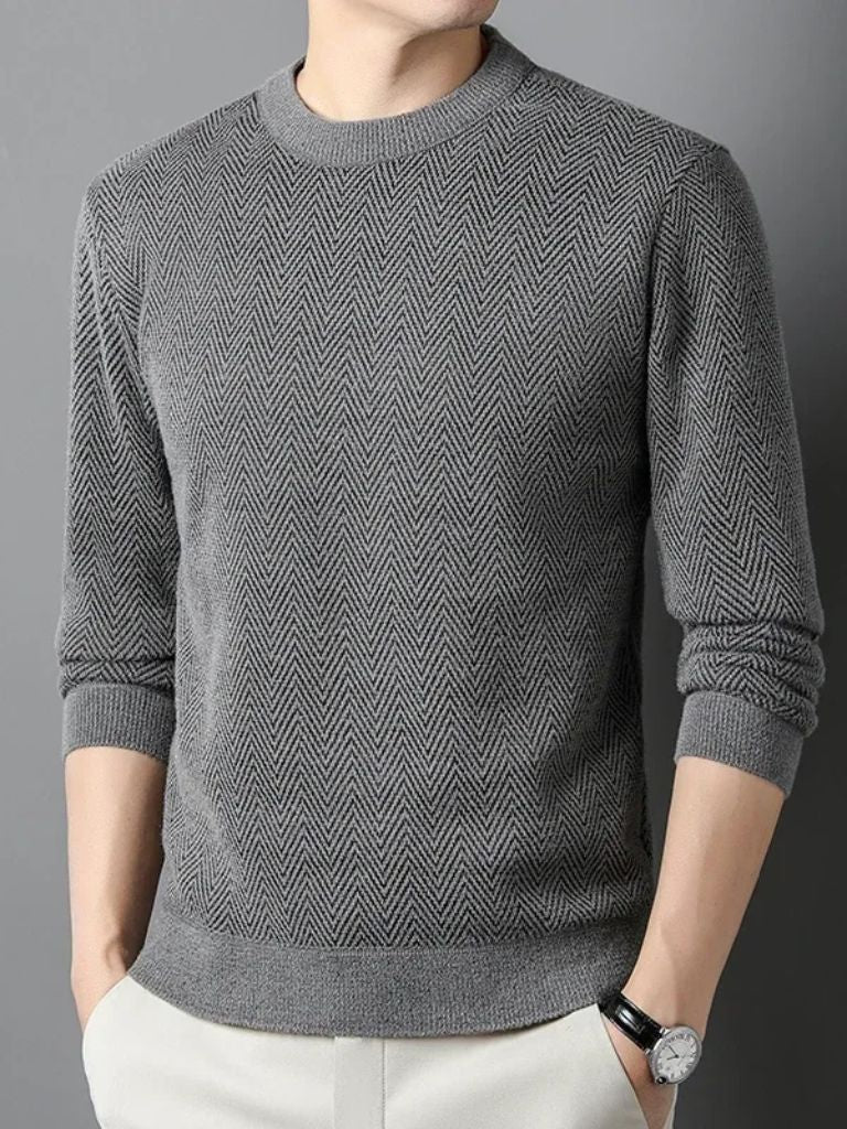 Pullover in lana con motivo a spina di pesce - Aurelio Club