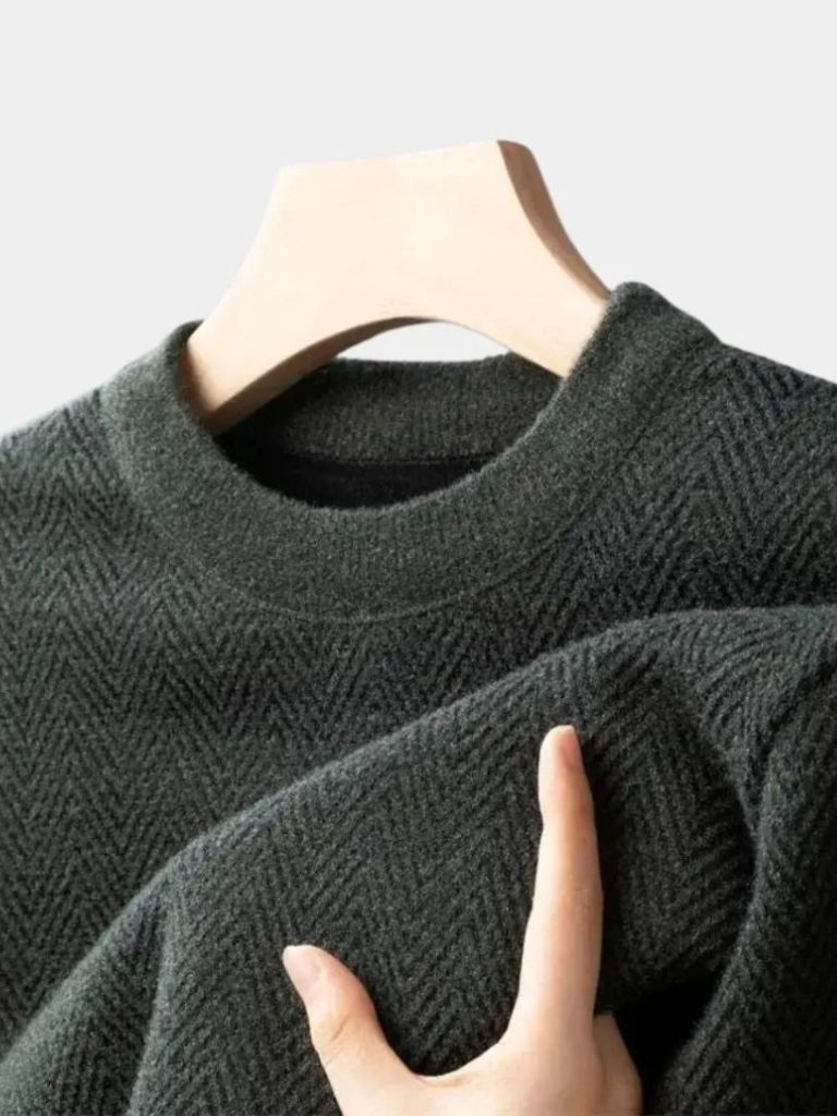 Pullover in lana con motivo a spina di pesce - Aurelio Club