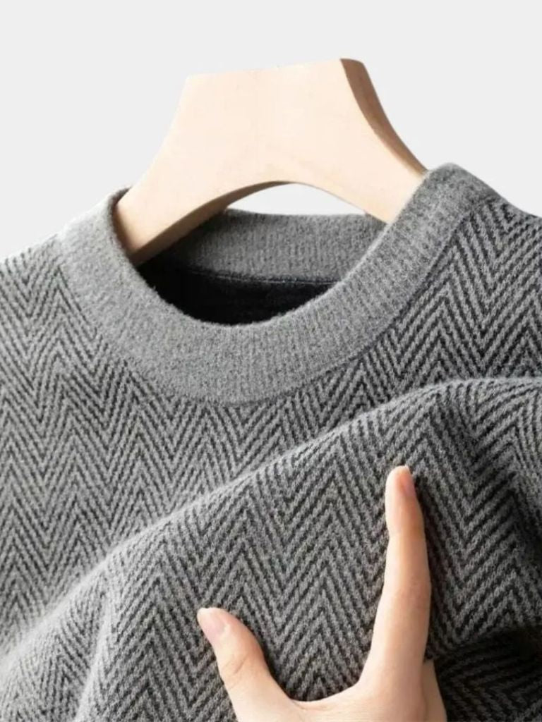 Pullover in lana con motivo a spina di pesce - Aurelio Club