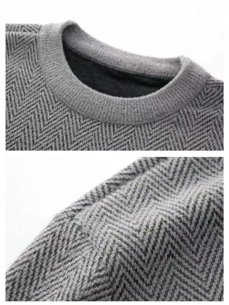 Pullover in lana con motivo a spina di pesce - Aurelio Club