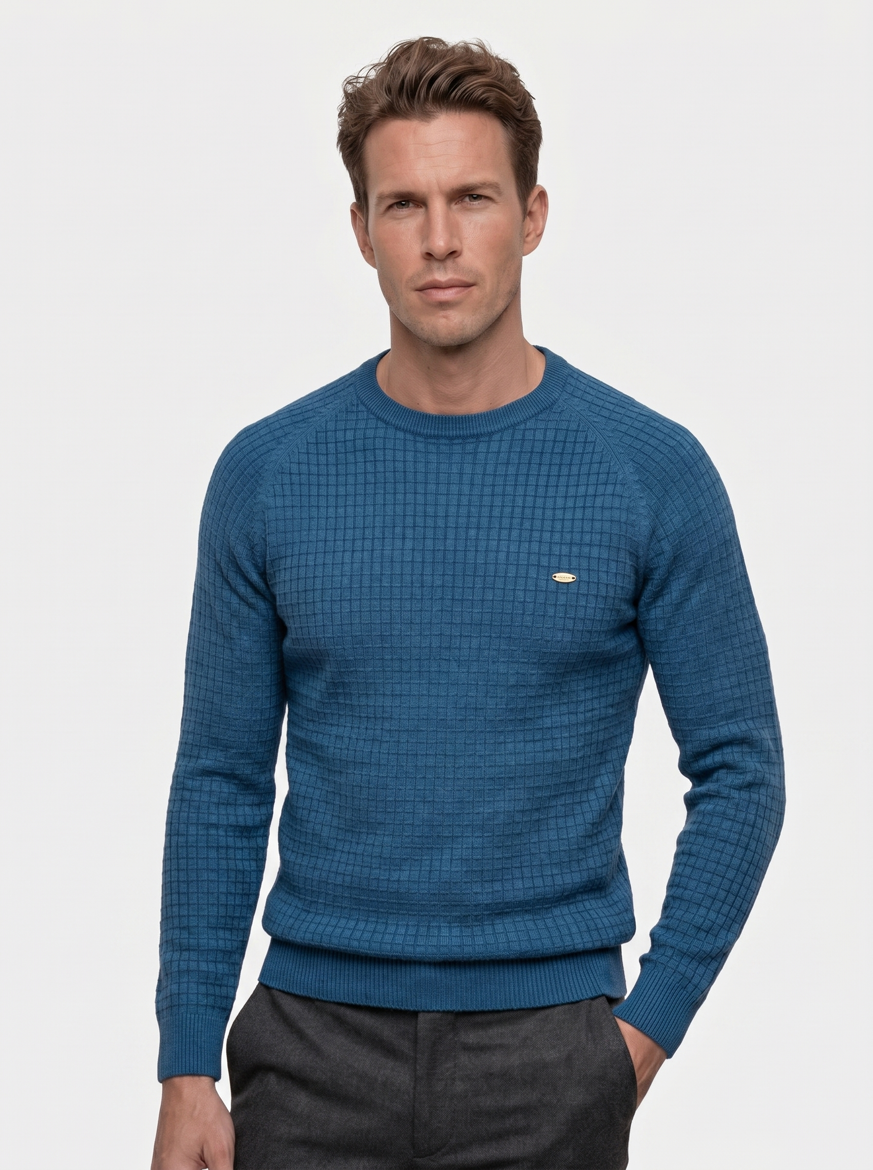Maglia girocollo a maniche lunghe in misto cotone - Aurelio Club