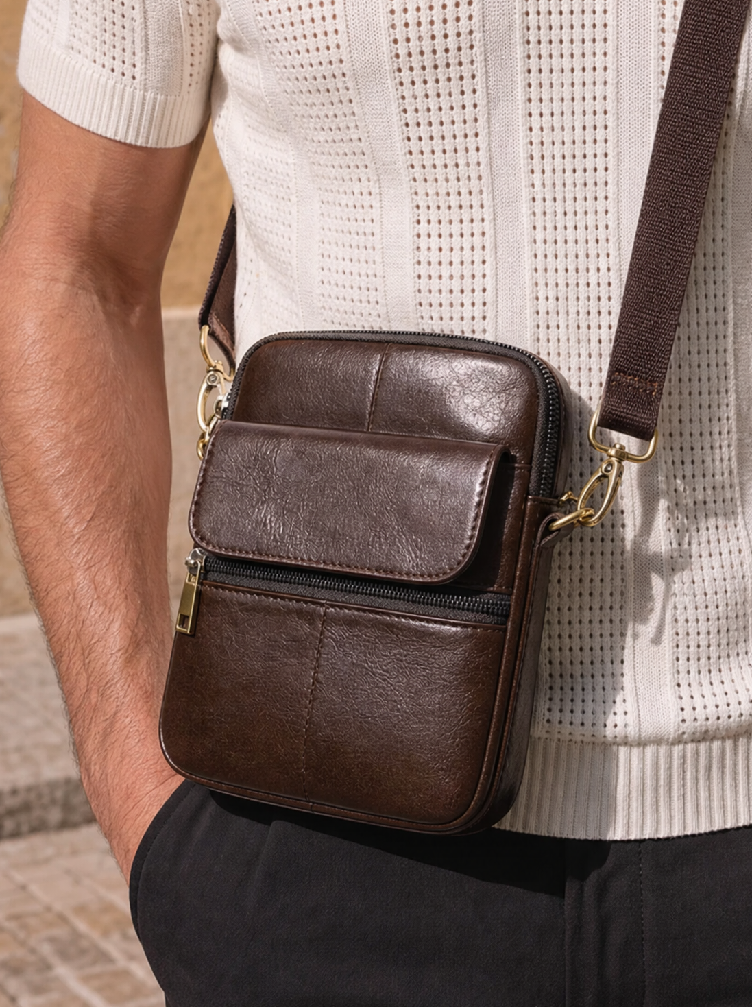 Borsa a tracolla in pelle Essential - Aurelio Club