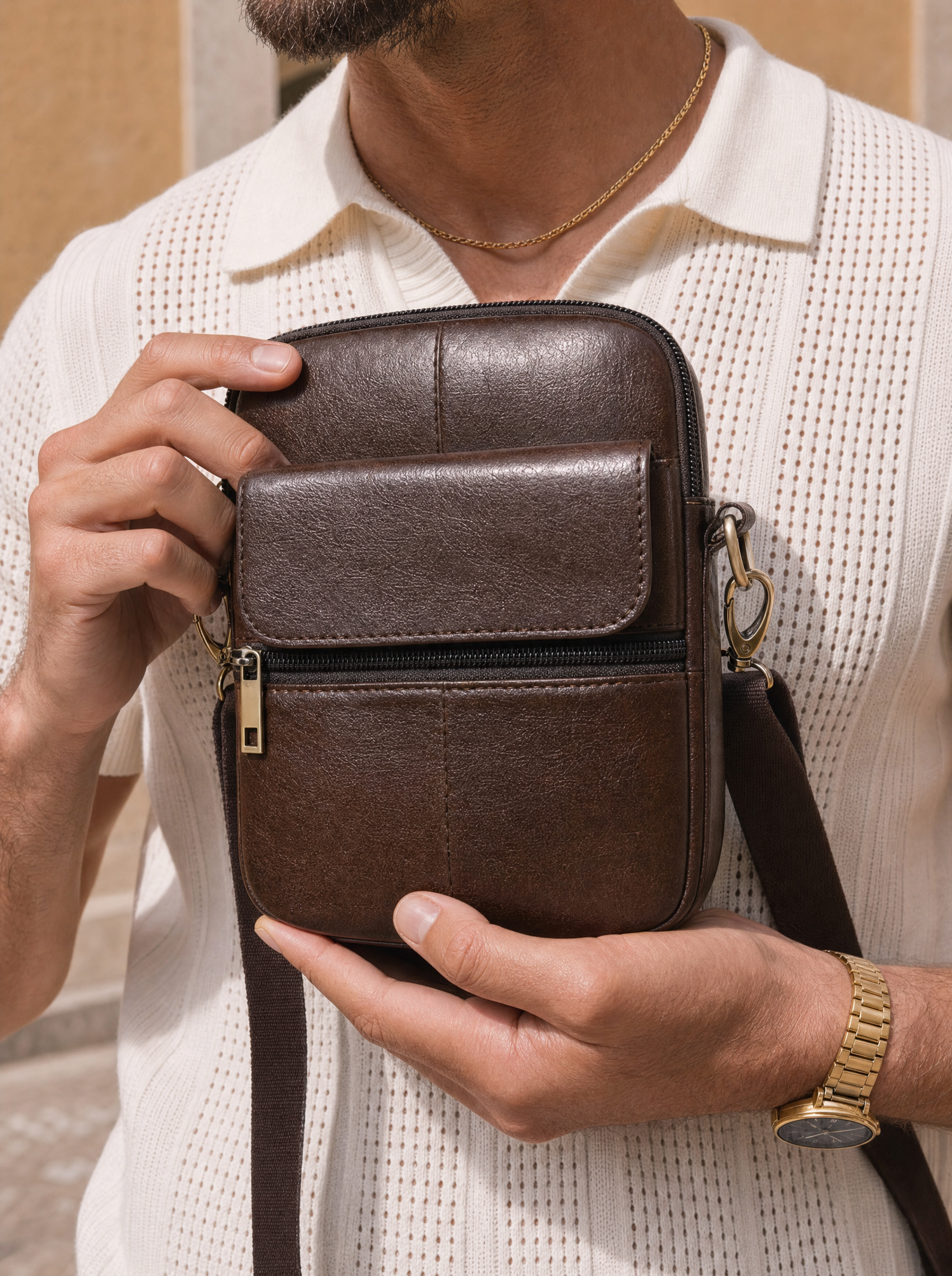 Borsa a tracolla in pelle Essential - Aurelio Club