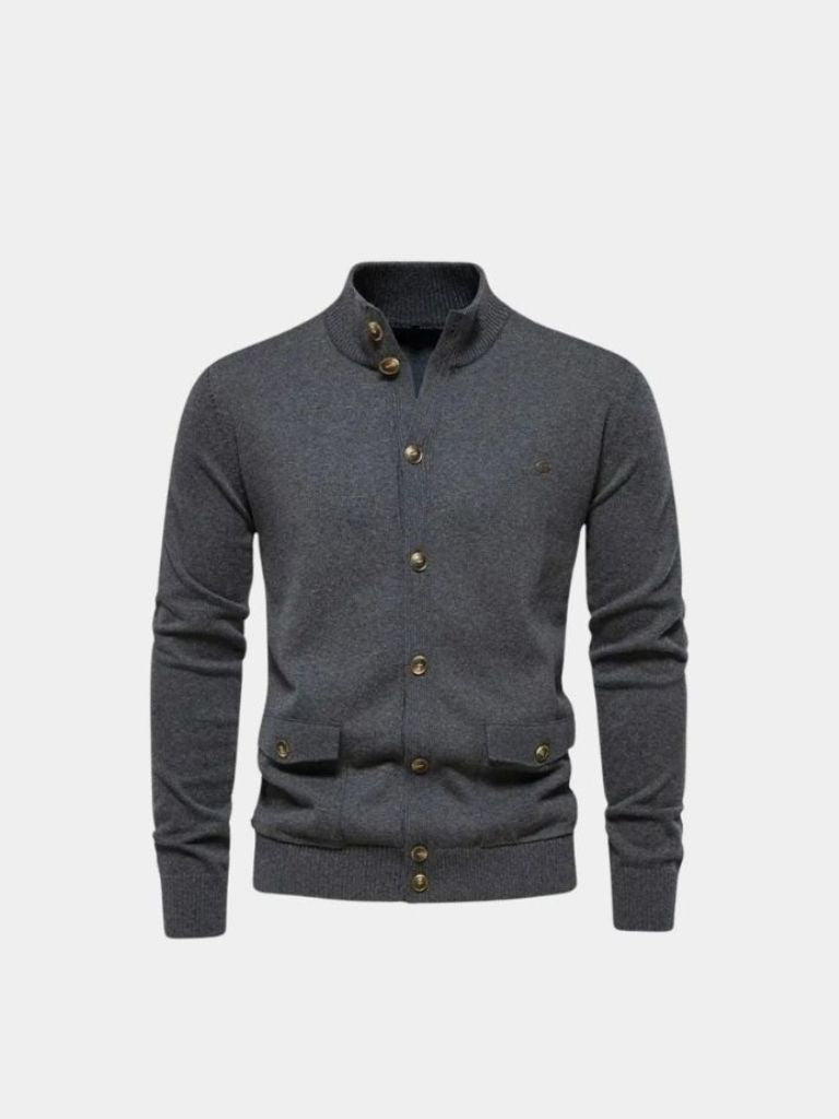 Cardigan in misto cotone con collo alto - Aurelio Club