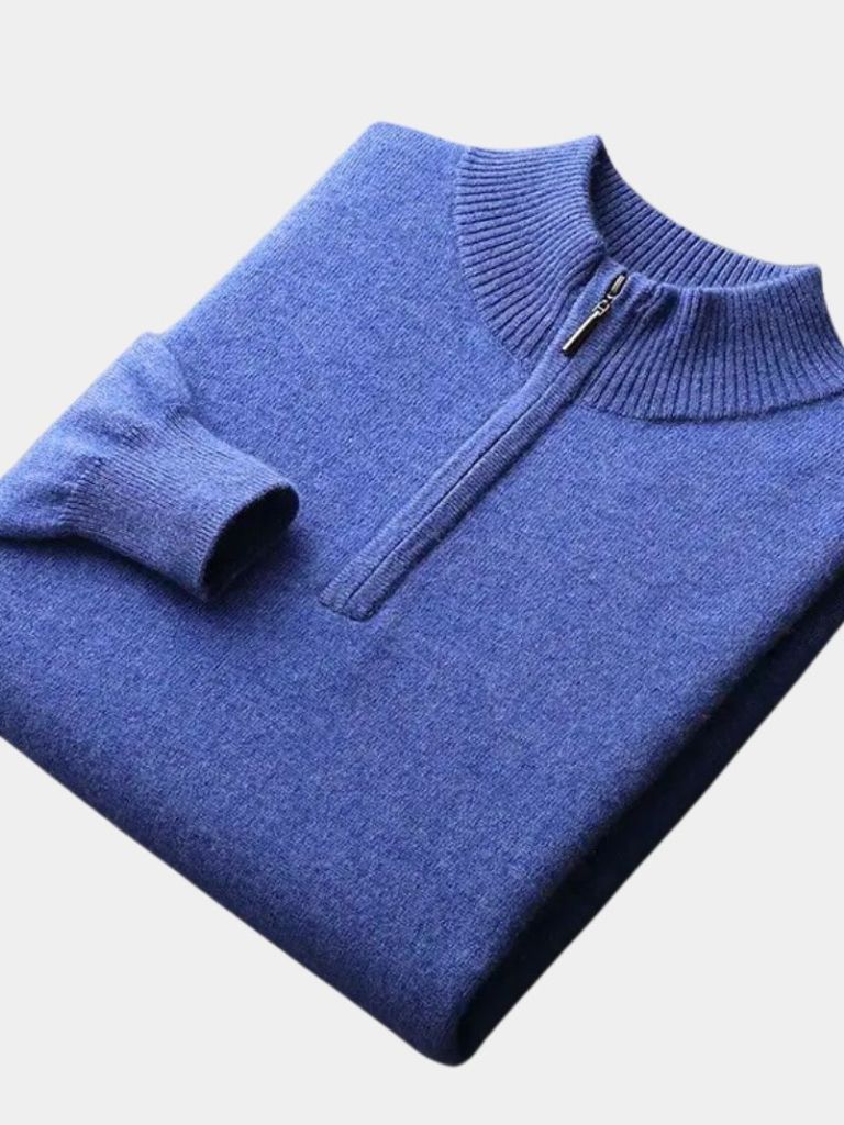 Pullover in lana merino con mezza zip - Aurelio Club