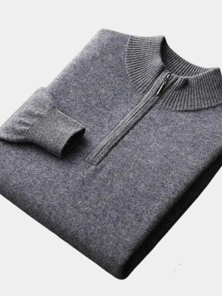 Pullover in lana merino con mezza zip - Aurelio Club