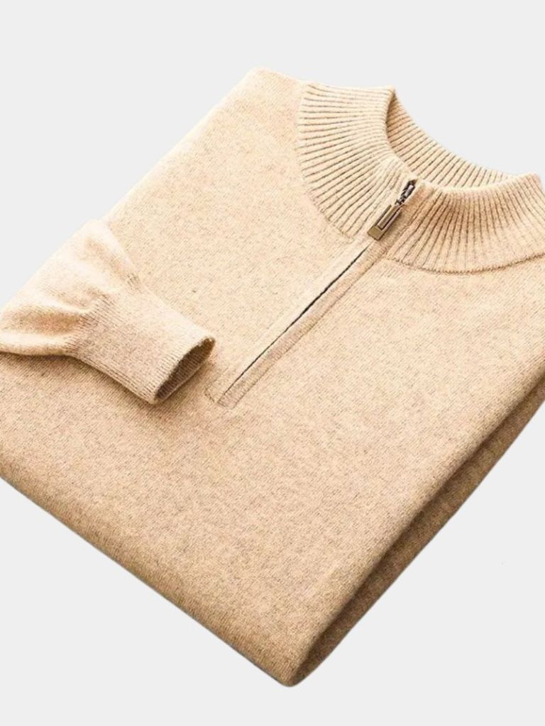 Pullover in lana merino con mezza zip - Aurelio Club