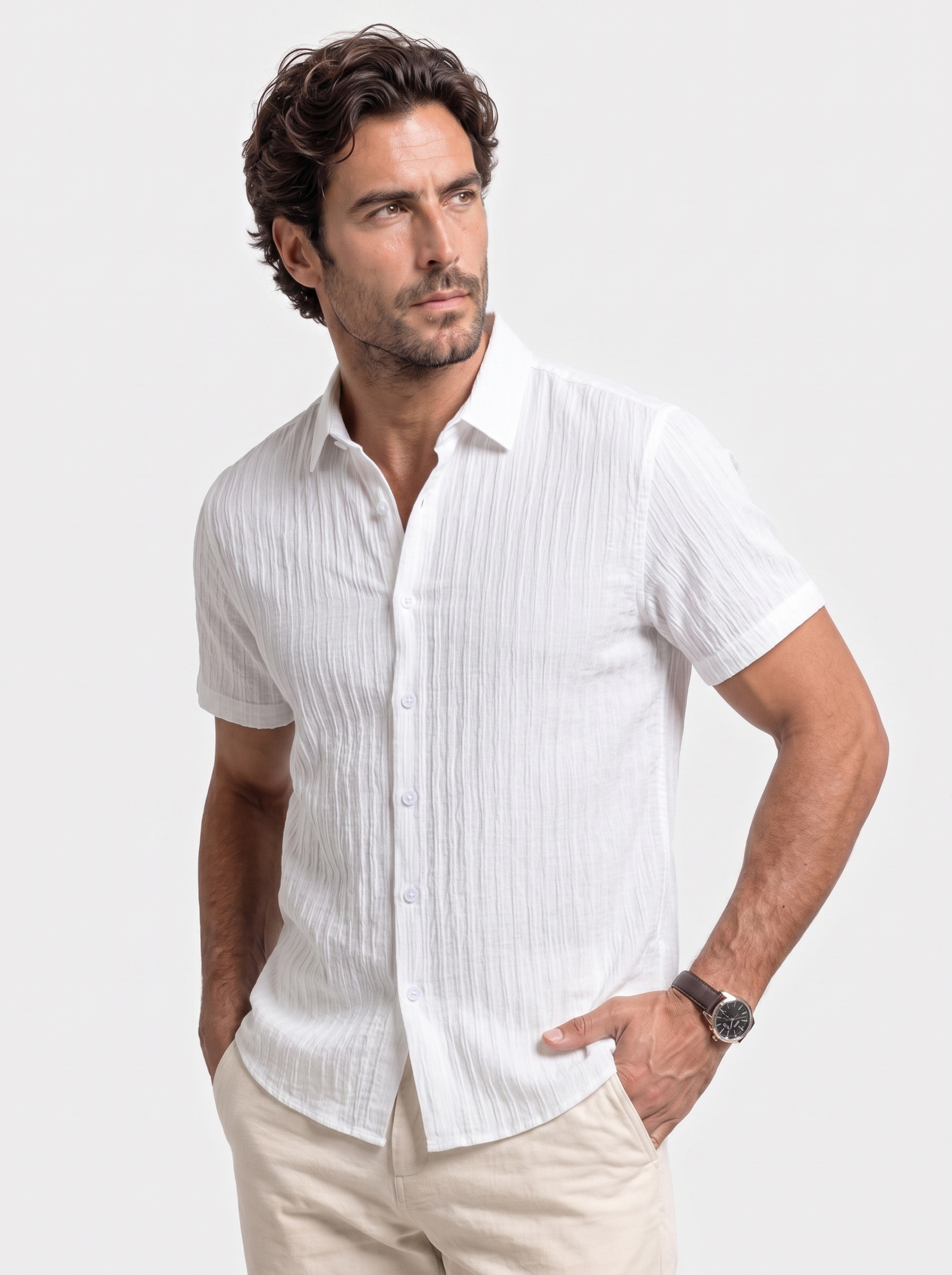 Camicia Lumière in lino a maniche corte - Aurelio Club