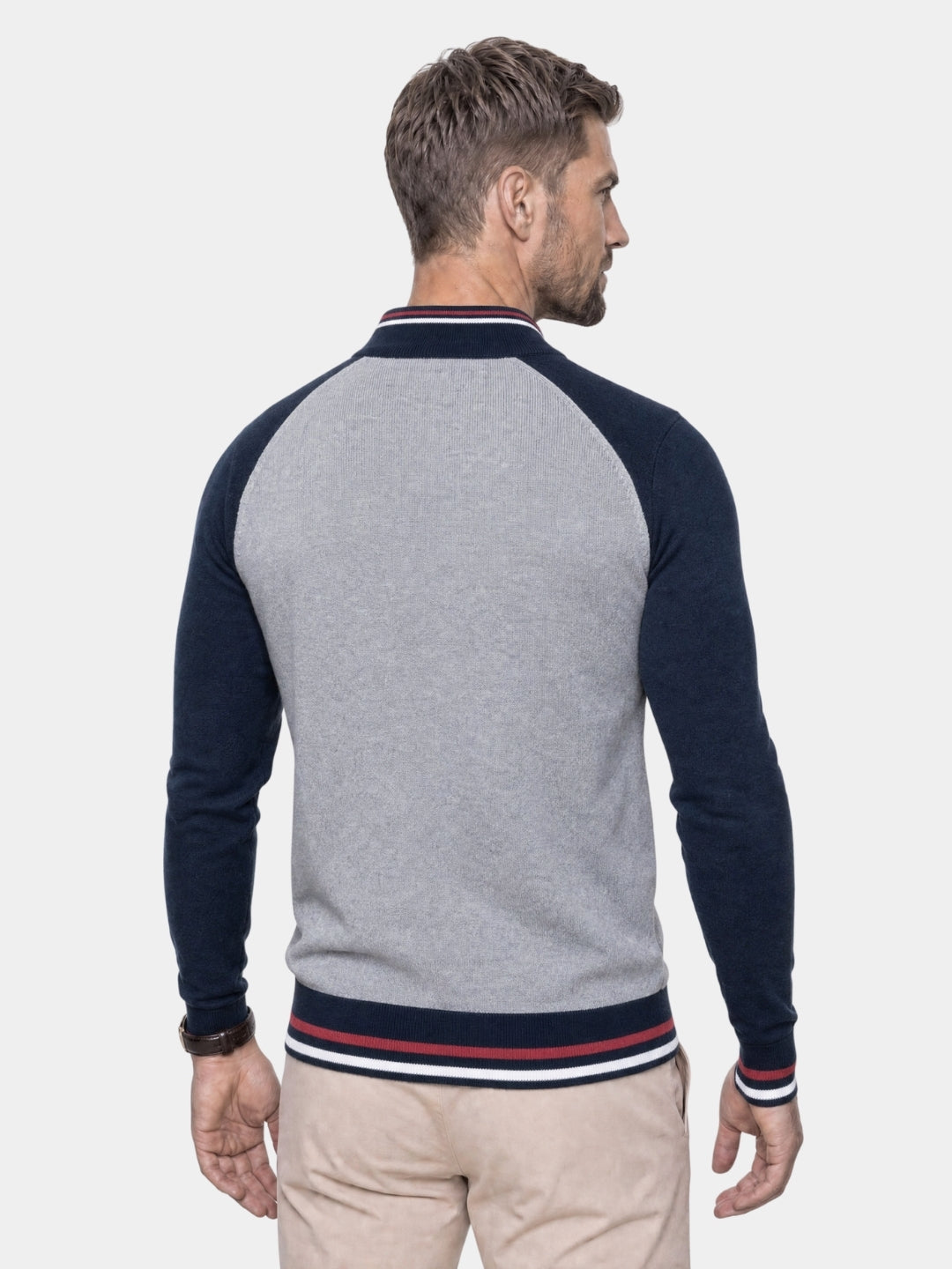 Cardigan bicolore in misto cotone con zip - Aurelio Club