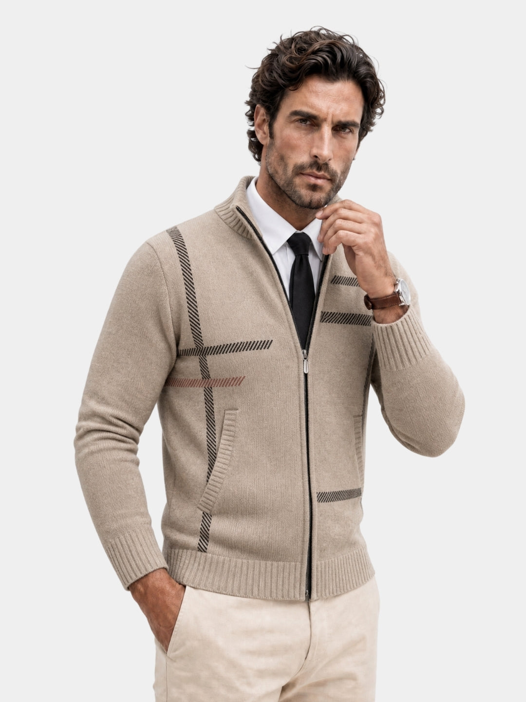 Giacca in maglia Graphite con motivo geometrico - Aurelio Club